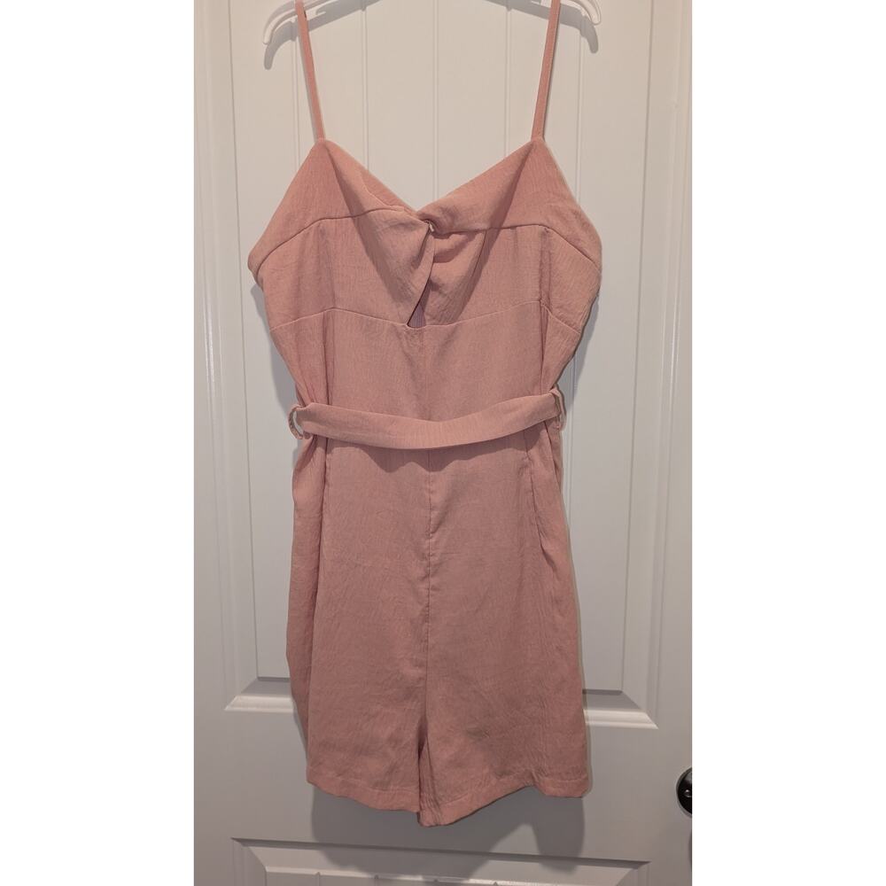 Women’s Pink Solid Sweetheart Romper XL Sleeveless Adjustable Straps Tie Waist